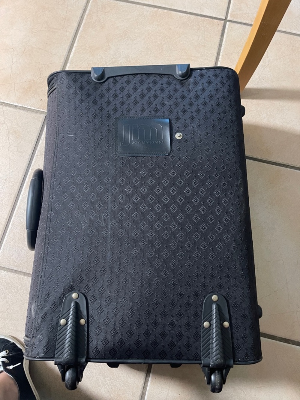 Joy Mangano Black Rolling Suitcase with Patterned Exterior
